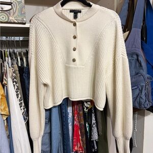 Forever 21 Cream Button-Up Sweater